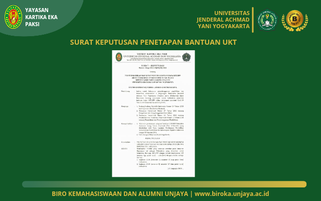 Thumbnail Pengumuman Penetapan Mahasiswa Penerima Bantuan UKT/SPP Semester Ganjil Tahun 2021/2021 Universitas Jenderal Achmad Yani Yogyakarta