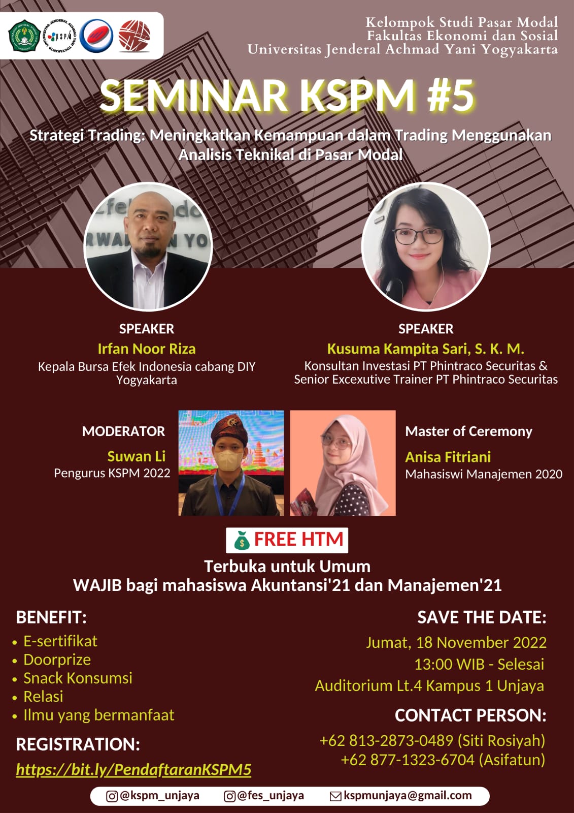 Thumbnail SEMINAR KSPM#5  "Strategi Trading: Meningkatkan Kemampuan dalam Trading Menggunakan Analisis Teknikal di Pasar Modal"